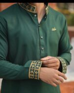 Premium - Green Colour Embroidery panjabi - Image 4