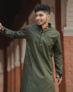 Premium - Olive colour contrast panjabi