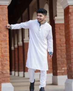 Premium - White contrast panjabi - Image 3